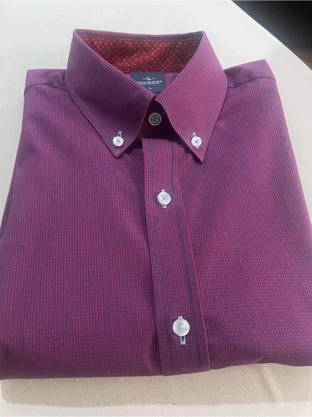 Tailorbyrd Men's Button-Down Dress Shirt in Plum Maroon Sz L